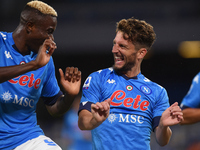 Dries Mertens of SSC Napoli and Victor Osimhen of SSC Napoli  celebrates after scoring during the Serie A match between SSC Napoli and Genoa...