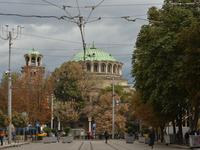 A view of St. Kyriaki Cathedral in Sophia center. 
On October 1st, 2020, in Sofia, Bulgaria. (