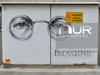 An example of a street art in Sofia city center. 
On October 1st, 2020, in Sofia, Bulgaria. (