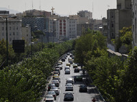 Vehicles drive along an expressway in central Tehran while the new coronavirus (COVID-19) disease rapid rising in Iran on October 4, 2020. T...