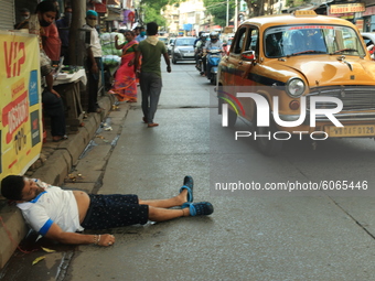 (EDITORS NOTE: Image contains graphic content.) A man road accident deeply injury on street In Kolkata on October 7,2020  (