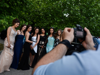The expensive dresses and stylish hairstlyles play an important role in promotion balls of the Bulgarian high school graduates on May 25, 20...