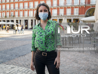 Politics Andrea Levy Visits the Plaza Mayor in Madrid to learn about the situation of the tourism sector after the Covid-10 in Madrid , Spai...
