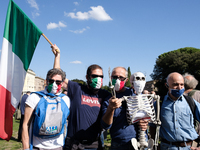 Rome was the site of anti-mask protests on October 10, 2020, in Piazza San Giovanni, even as Italy undergoes a resurgence of coronavirus inf...