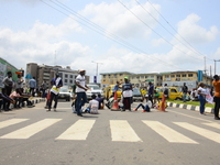 Youth of ENDSARS protesters block major roads across the state his support to the ongoing protest against the harassment, killings and bruta...