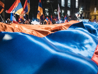 Several thousand members of the Armenian diaspora in France gathered in front of the National Assembly in Paris, France, on October 13, 2020...