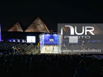 The Egypt International Squash Championship held in the pyramids area in Giza, Egypt, on 14 October 2020. (