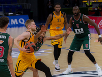 Vyacheslav Zaitcev, #8 of Khimki Moscow competes with Pierriá Henry, #7 of Baskonia Vitoria Gasteiz action during the 2020/2021 EuroLeague R...