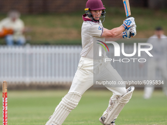 Tym Crawford of the Gordon Cricket Club bats during day one of the NSW Premier Cricket first grade round 3 match between Western Suburbs and...