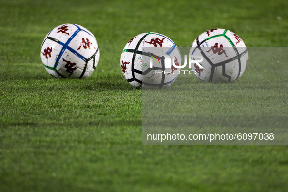 The official ball of the Italian Serie B League on the field of the Mario Rigamonti Stadium, Brescia, october 16 2020 