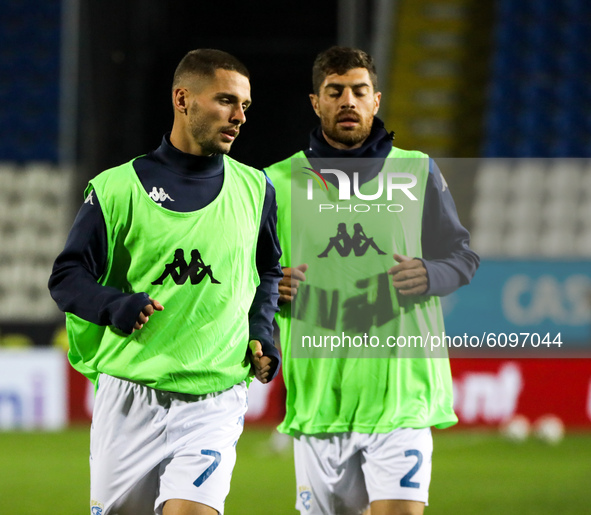 Nikolas Spalek and Jakub Labojko of Brescia calcio during pre-match training between Brescia and Lecce, Brescia, october 16 2020 