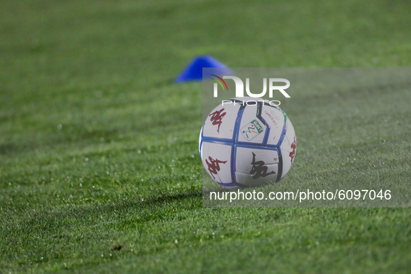 The official ball of the Italian Serie B League on the field of the Mario Rigamonti Stadium, Brescia, october 16 2020 
