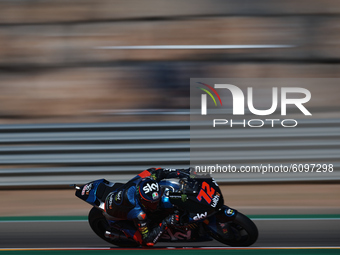Marco Bezzecchi (72) of Italy and SKY Racing Team VR46 during the qualifying for the MotoGP of Aragon at Motorland Aragon Circuit on October...