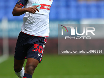  Boltons Peter Kioso keeps possession during the Sky Bet League 2 match between Bolton Wanderers and Oldham Athletic at the Reebok Stadium,...