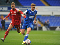 Ipswichs Teddy Bishop on the ball chased by Accringtons Matt Butcher during the Sky Bet League 1 match between Ipswich Town and Accrington S...