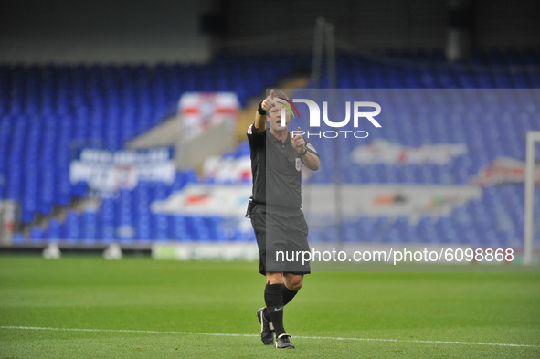 Referee Robert Lewis during the Sky Bet League 1 match between Ipswich Town and Accrington Stanley at Portman Road, Ipswich, England on 17th...