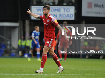 Accringtons Cameron Burgess Shouts At Linemen during the Sky Bet League 1 match between Ipswich Town and Accrington Stanley at Portman Road,...