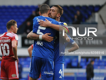 Ipswichs Luke Chambers And James Wilson after the Sky Bet League 1 match between Ipswich Town and Accrington Stanley at Portman Road, Ipswic...
