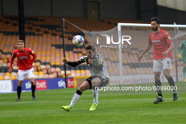 Danny Whitehead of Port Vale heads clear during the Sky Bet League 2 match between Port Vale and Salford City at Vale Park, Burslem, England...