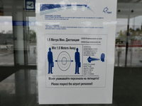 A view of COVID-19 related warning messages at the entrance to the departures hall in Burgas Airport.
Passenger numbers at Bulgaria's coasta...
