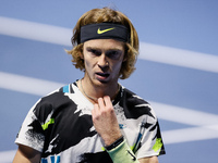 Andrey Rublev of Russia during his ATP St. Petersburg Open 2020 international tennis tournament final against Borna Coric of Croatia on Octo...
