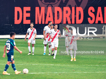 Martin Pascual, Leonardo Ulloa, Oscar Valentin, Santi Comesana, Isi Palazon and Fran Garcia celebrates a goal during La Liga SmartBank match...