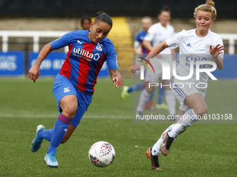 L-R Bianca Baptiste of Crystal Palace Women	 beats Esmee de Graaf of Leicester City Women during FA Women's Championship between Crystal Pal...