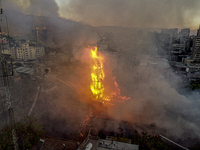 On the day the social revolt began in Chile, a fire broke out in the Asuncion Parish in downtown Santiago, Chile, on October 18, 2020. (