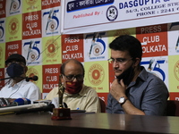 Board of Control for Cricket in India (BCCI) President Sourav Ganguly  warring  protective face mask during a book release event at Kolkata...