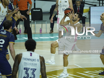 Facundo Campazzo   of Real Madrid in action during the Spanish league, Liga Endesa ACB, basketball match played between Real Madrid Balonces...