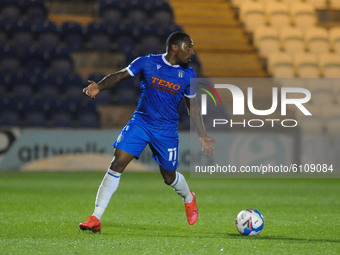 Colchesters Callum Harriott during the Sky Bet League 2 match between Colchester United and Forest Green Rovers at the Weston Homes Communit...
