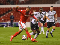 
Lewis Grabban of Nottingham Forest battles with Wes Harding of Rotherham United during the Sky Bet Championship match between Nottingham Fo...