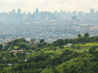 Air pollution in Metro Manila's Skyline is visible at the top of Cabrera Road, Antipolo City, today October 22, 2020. After months of Enhanc...