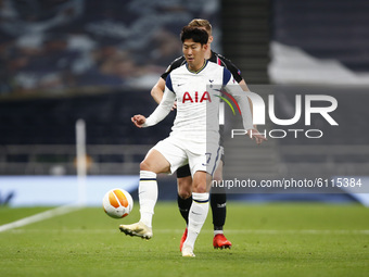 Tottenham Hotspur's Son Heung-Min during Europe League Group J between Tottenham Hotspur and LASK at Tottenham Hotspur stadium , London, Eng...