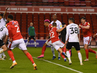 
Lyle Taylor of Nottingham Forest celebrates after scoring a goal to make it 1-1 during the Sky Bet Championship match between Nottingham Fo...