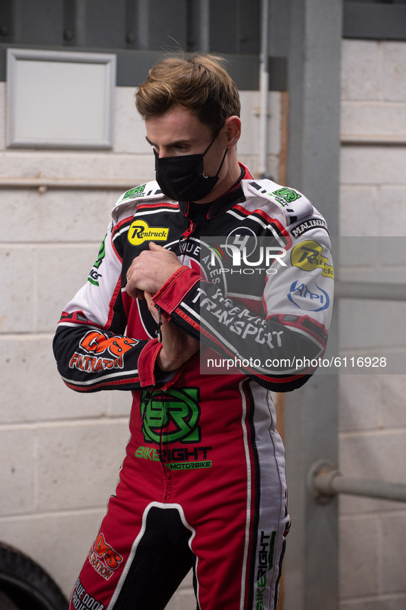 
Steve Worrall does some stretches before the meeting during the Peter Craven Memorial Trophy at the National Speedway Stadium, Manchester o...