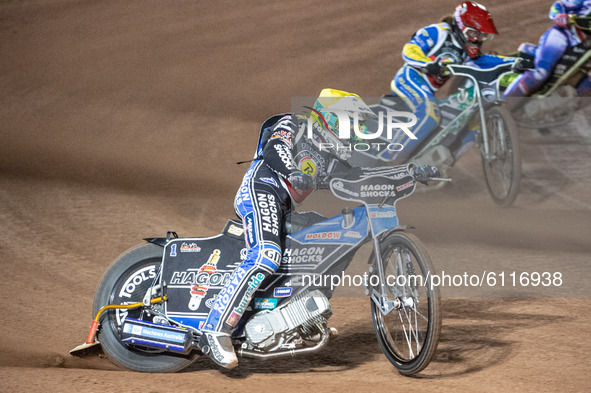 
Jason Doyle (Yellow) leads Richard Lawson (Red) during the Peter Craven Memorial Trophy at the National Speedway Stadium, Manchester on Thu...