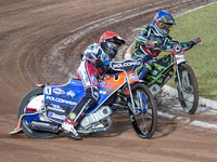 
Brady Kurtz (Red) outside Jye Etheridge (Blue)
 during the Peter Craven Memorial Trophy at the National Speedway Stadium, Manchester on Thu...