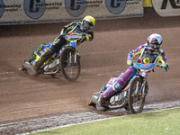 
Rory Schlein (White) passes Troy Batchelor (Yellow) during the Peter Craven Memorial Trophy at the National Speedway Stadium, Manchester on...
