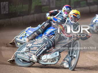 
Sam Masters (Yellow) leads Kyle Howarth (Red) during the Peter Craven Memorial Trophy at the National Speedway Stadium, Manchester on Thurs...