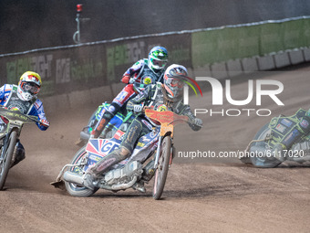 
Drew Kemp (White) leads Jason Crump (Yellow) Jye Etheridge (Red) and Dan Bewley (Blue) during the Peter Craven Memorial Trophy at the Natio...