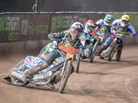 
Drew Kemp (White) leads Jye Etheridge (Red) Dan Bewley (Blue) and  Jason Crump (Yellow) during the Peter Craven Memorial Trophy at the Nati...