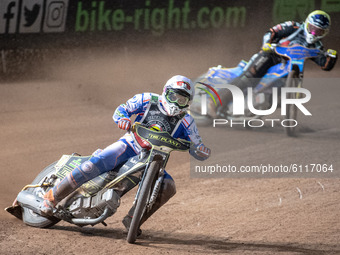 
Jason Crump (White) leads Kyle Howarth (Yellow) during the Peter Craven Memorial Trophy at the National Speedway Stadium, Manchester on Thu...