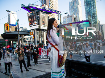 First Nations activists and allies blocked the intersection of Yonge and Dundas Street in Toronto for almost three hours Friday October 23,...