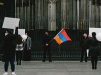 general view of Armenian protest over ceasefiring over Karbakh in Cologne, Germany, on October 24, 2020. (