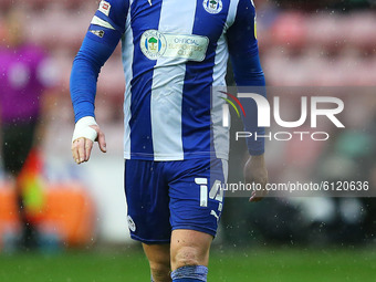 Wigans Joe Garner during the Sky Bet League 1 match between Wigan Athletic and Plymouth Argyle at the DW Stadium, Wigan on Saturday 24th Oct...