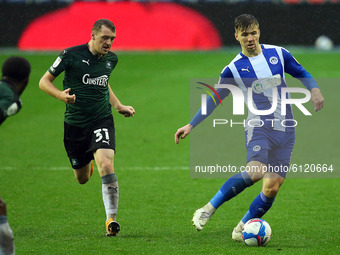Wigans Lee Evans charges forward  during the Sky Bet League 1 match between Wigan Athletic and Plymouth Argyle at the DW Stadium, Wigan on S...