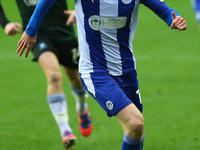 Wigans Will Keane charges forward during the Sky Bet League 1 match between Wigan Athletic and Plymouth Argyle at the DW Stadium, Wigan on S...