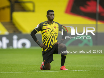 Ismaila Sarr of Watford   during the Sky Bet Championship match between Watford and Bournemouth at Vicarage Road, Watford on Saturday 24th O...