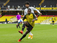  Jeremy Ngakia of Watford and  Philip Billing of Bournemouth during the Sky Bet Championship match between Watford and Bournemouth at Vicara...
